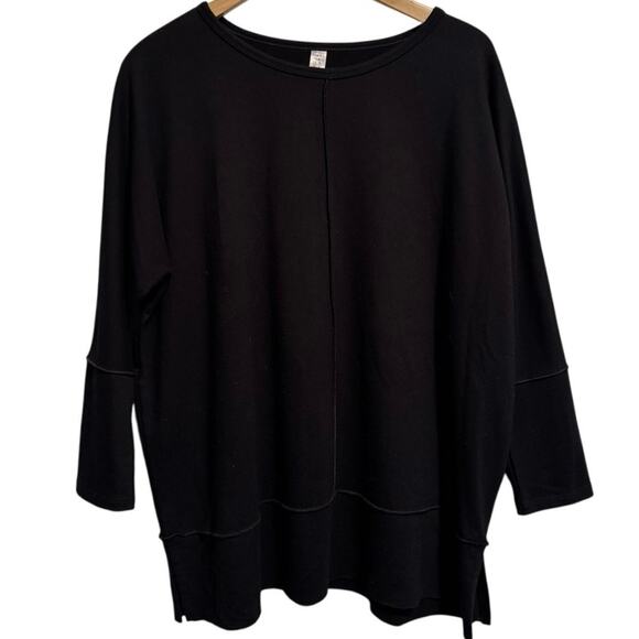 Spanx Women's Black Stretch Round Neck 3/4 Sleeve Pullover Sweaters Size Medium - Picture 1 of 5